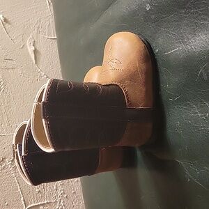 Brown and black faux leather cowboy/ cowgirl boots